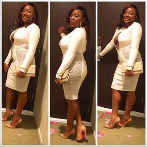 White Long Sleeve Bandage Dress